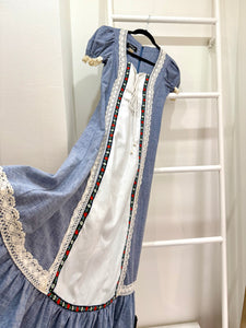 1960s Black Label Chambray Hearts Maxi Dress