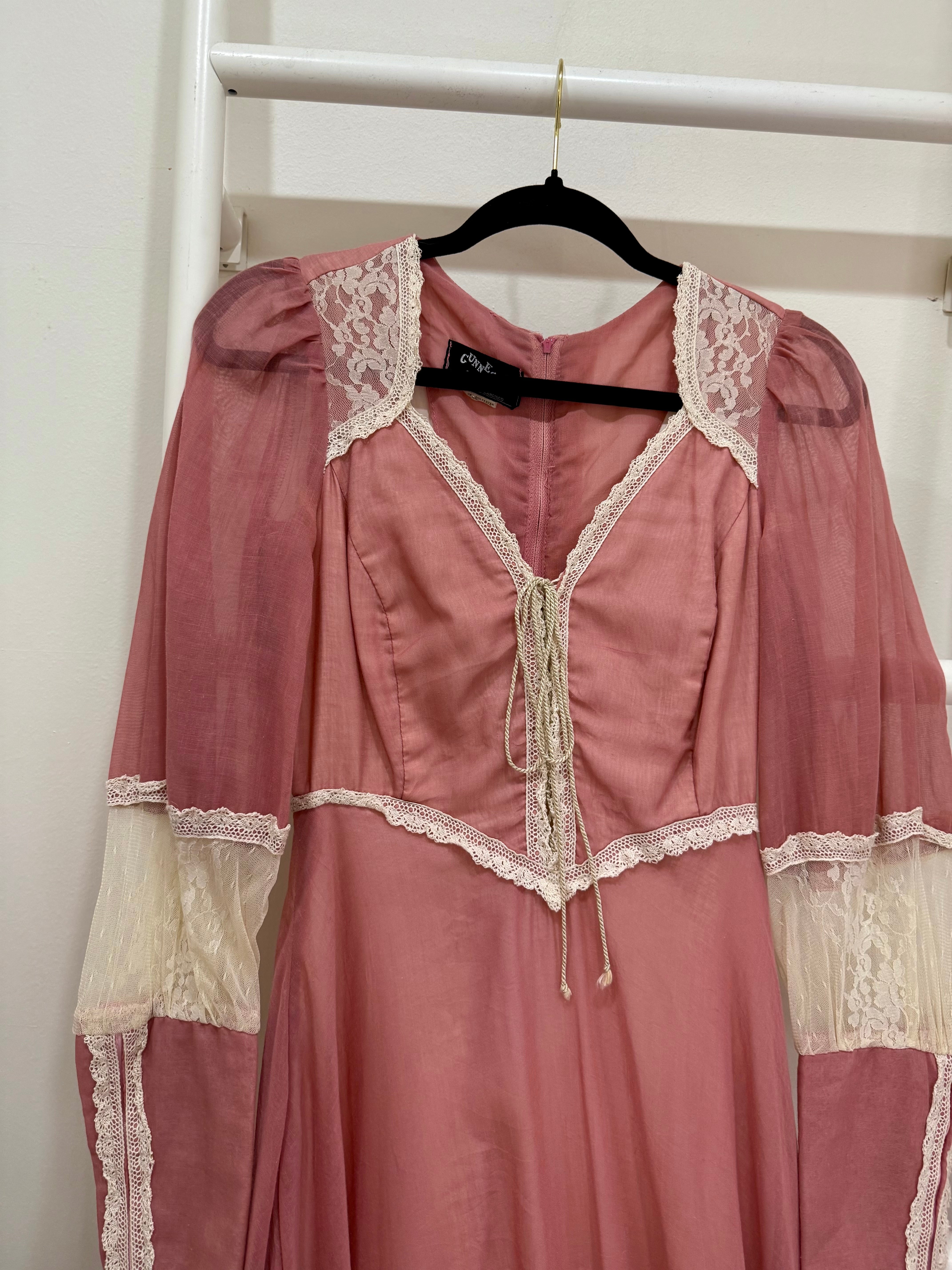1960s Gunne Sax Black Label Pink Princess Dress