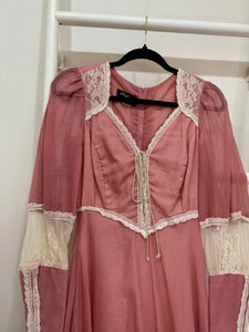 1960s Gunne Sax Black Label Pink Princess Dress
