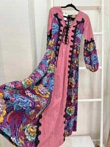 1970s Gunne Sax White Label Tapestry Dress