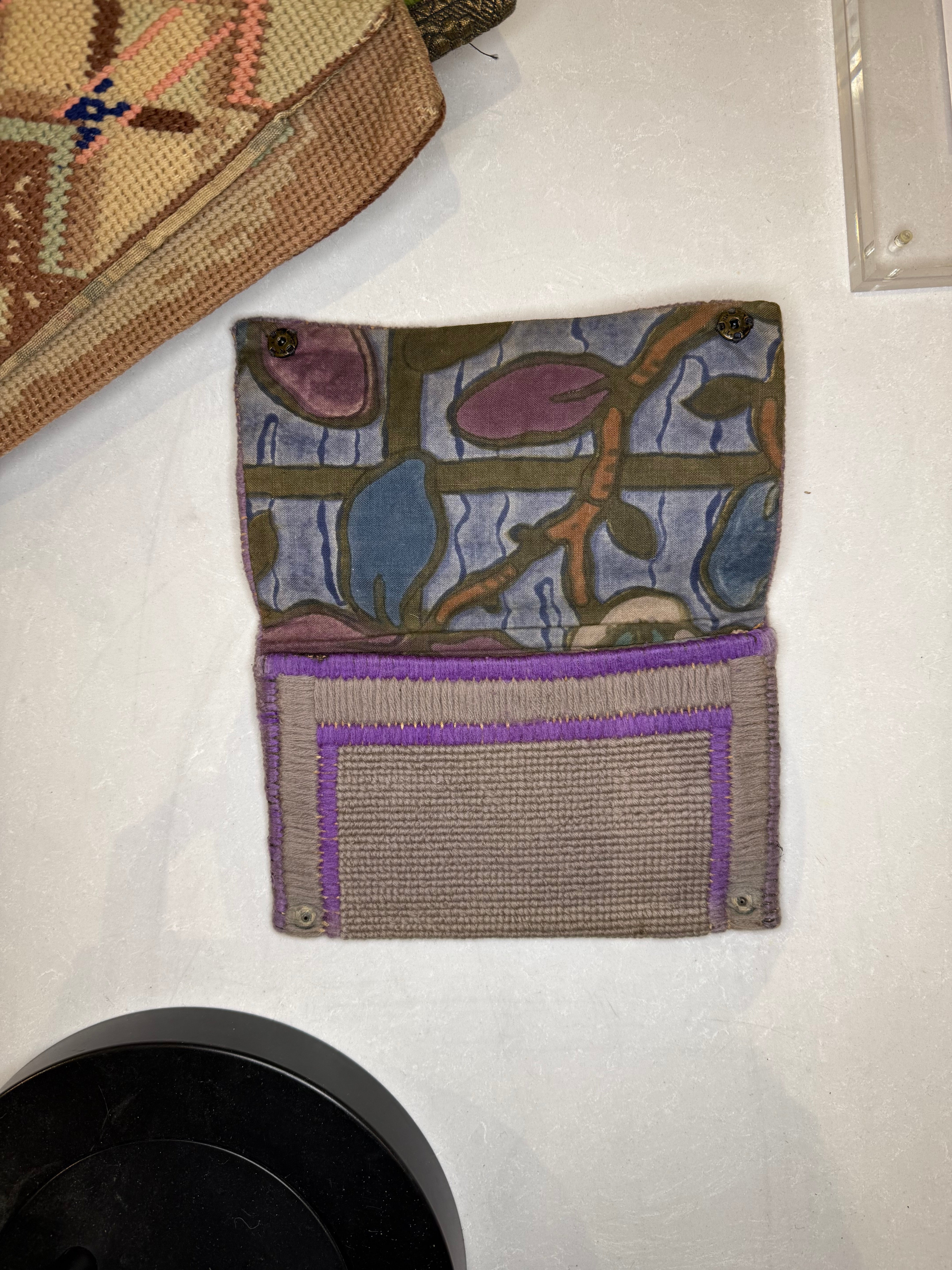 1920s Art Deco Needlepoint Flap Wallet Clutch