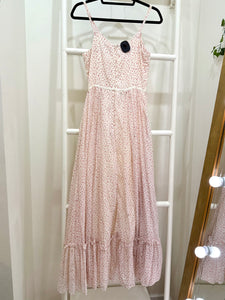 1970s Gunne Sax Pink Calico Maxi Sun Dress