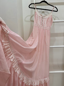 1970s Gunne Sax Pink Maxi Sun Dress