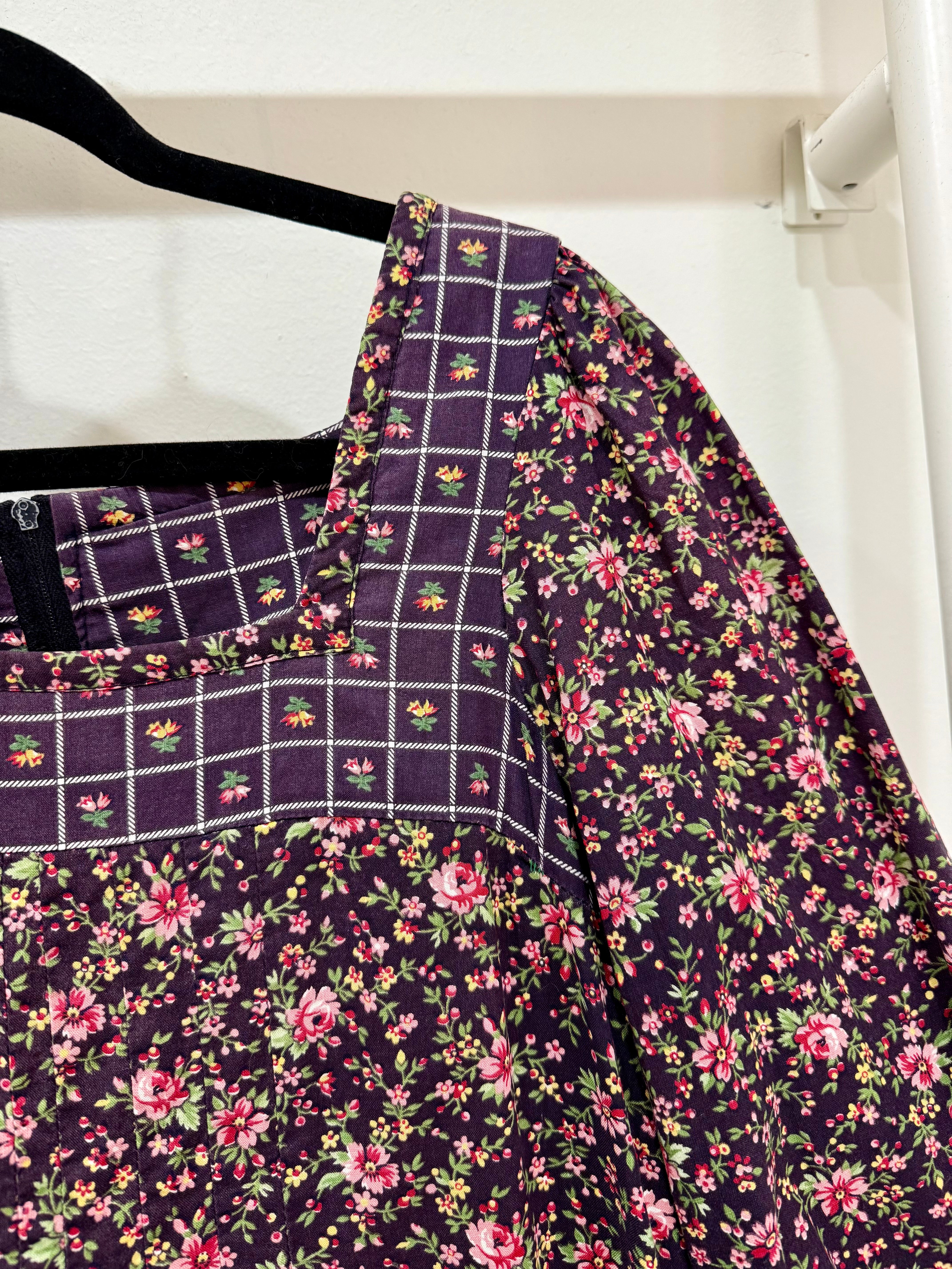 1970s Gunne Sax Calico Midi Tent Dress