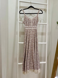 1970s Gunne Sax Bridge Print Midi Sun Dress