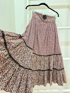 1970s Gunne Sax Berry Print Skirt