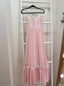 1970s Gunne Sax Pink Maxi Sun Dress