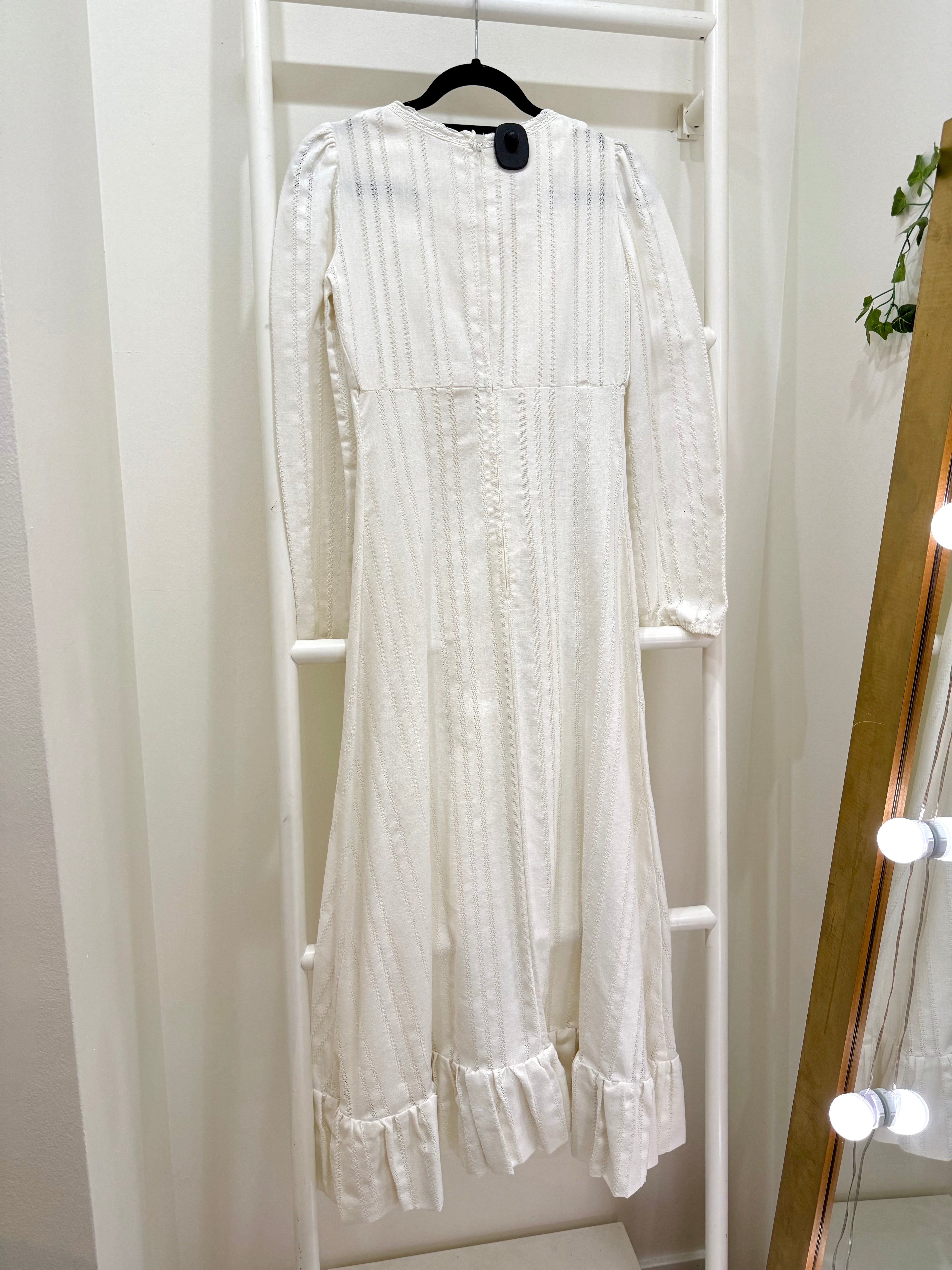 1960s Gunne Sax White Lace Top Maxi Dress