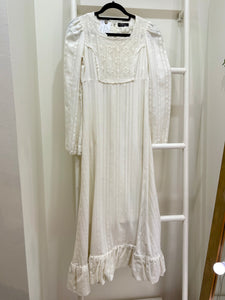 1960s Gunne Sax White Lace Top Maxi Dress