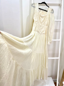 1970s Gunne Sax Cream Lace Poet's Dress