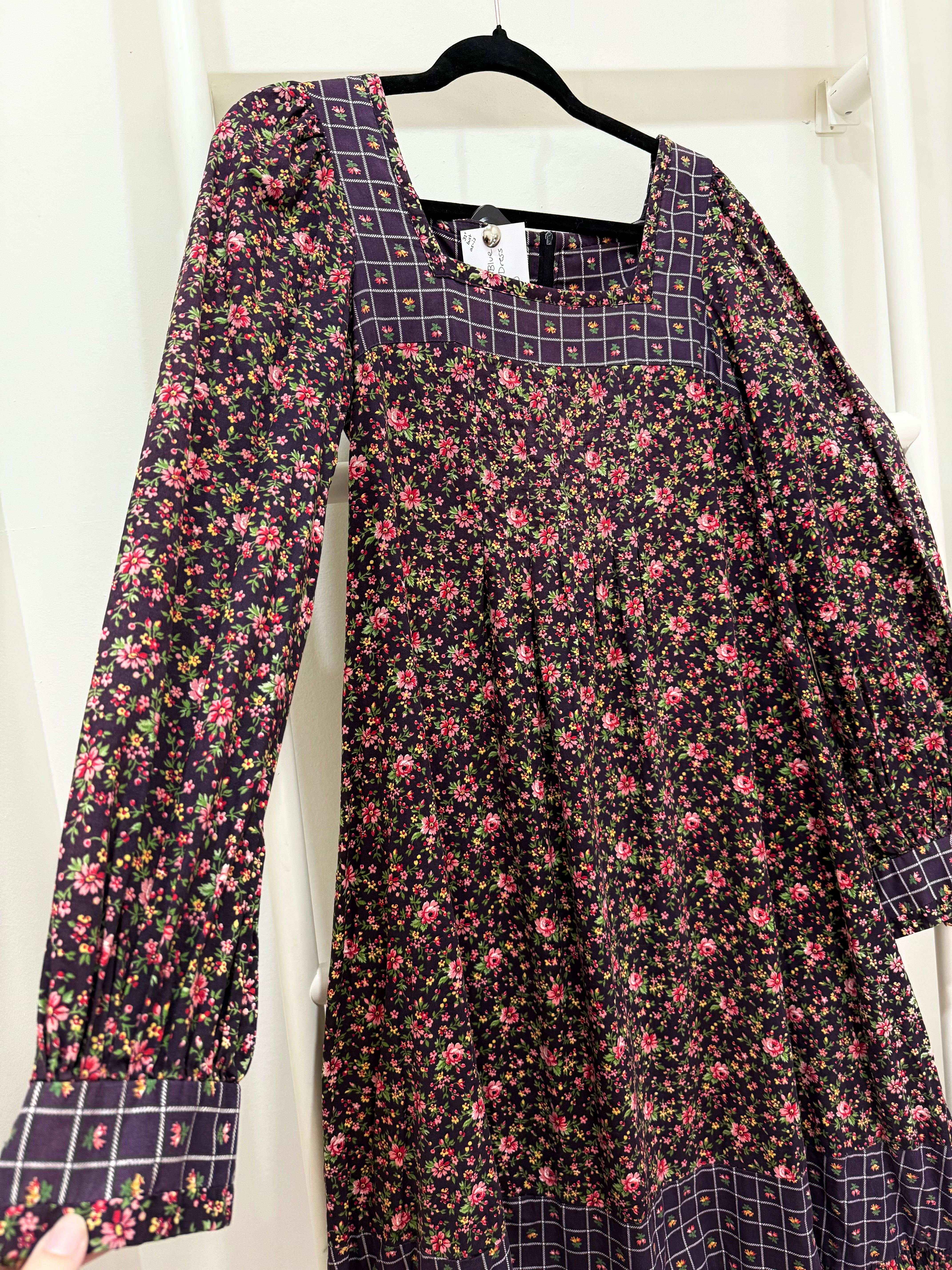1970s Gunne Sax Calico Midi Tent Dress