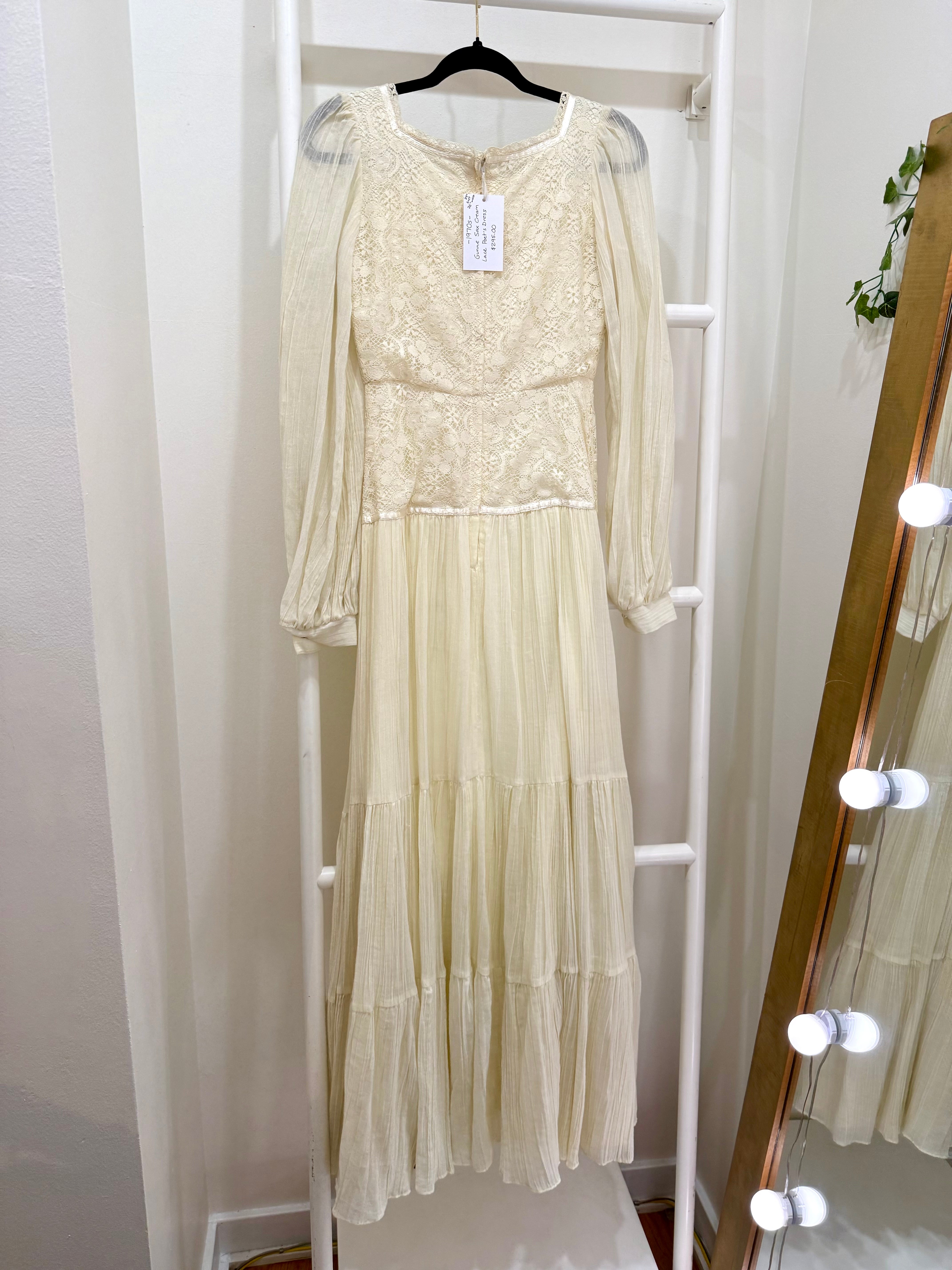 1970s Gunne Sax Cream Lace Poet's Dress