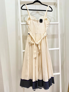 1970s Gunne Sax Canvas Blue Trim Midi Sun Dress