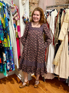 1970s Gunne Sax Calico Midi Tent Dress