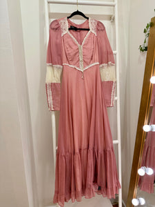 1960s Gunne Sax Black Label Pink Princess Dress