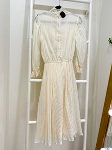 1980s Gunne Sax Cream Lace Top Midi Dress