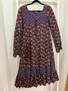 1970s Gunne Sax Calico Midi Tent Dress