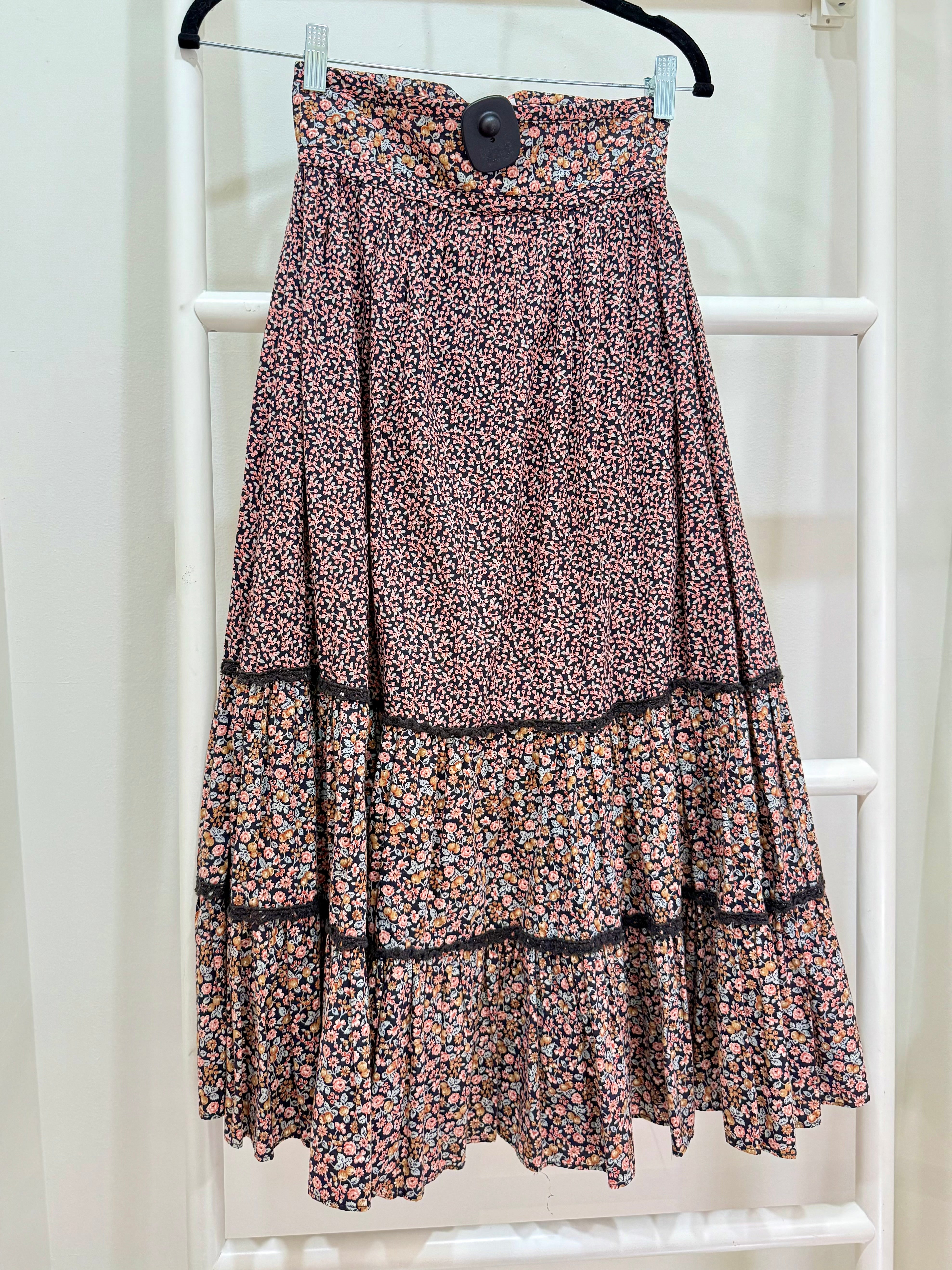 1970s Gunne Sax Berry Print Skirt
