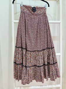 1970s Gunne Sax Berry Print Skirt