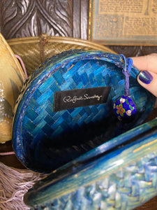 1980s Rafael Sanchez Blue Woven Egg Clutch