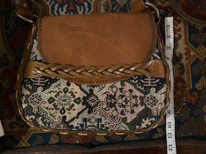 1970s Ollie Carrington Leather & Tapestry Purse