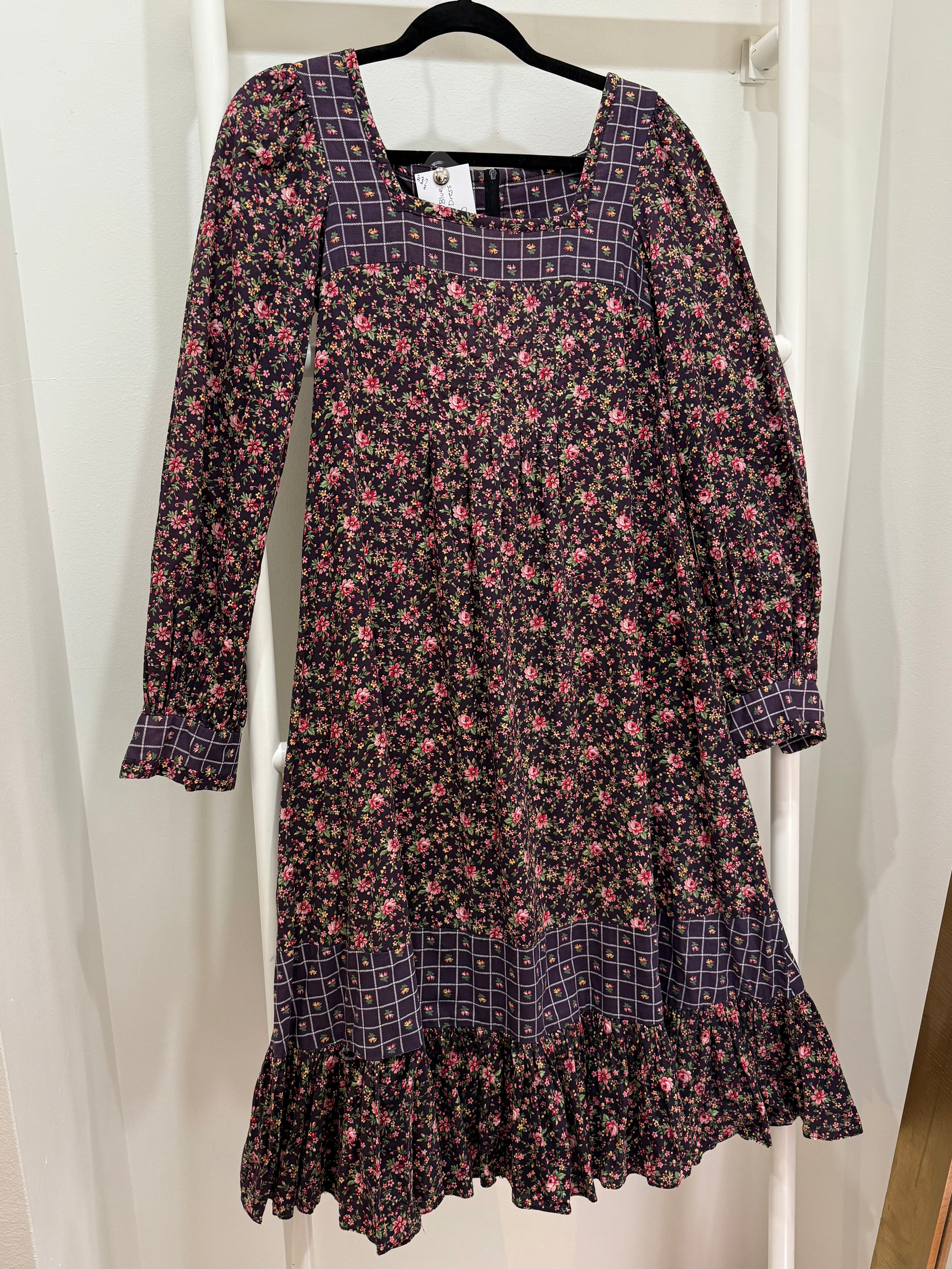 1970s Gunne Sax Calico Midi Tent Dress