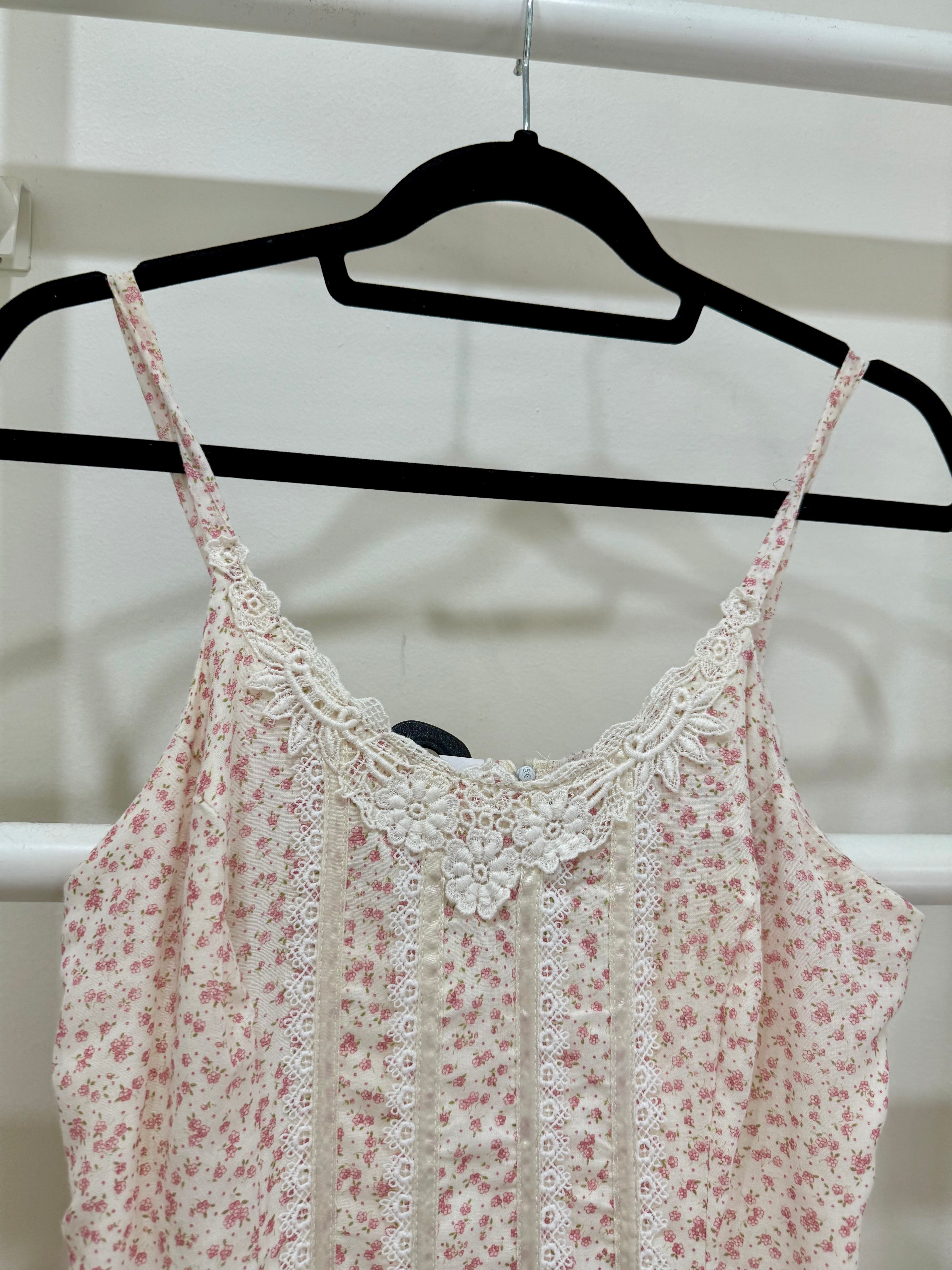 1970s Gunne Sax Pink Calico Maxi Sun Dress