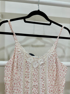 1970s Gunne Sax Pink Calico Maxi Sun Dress